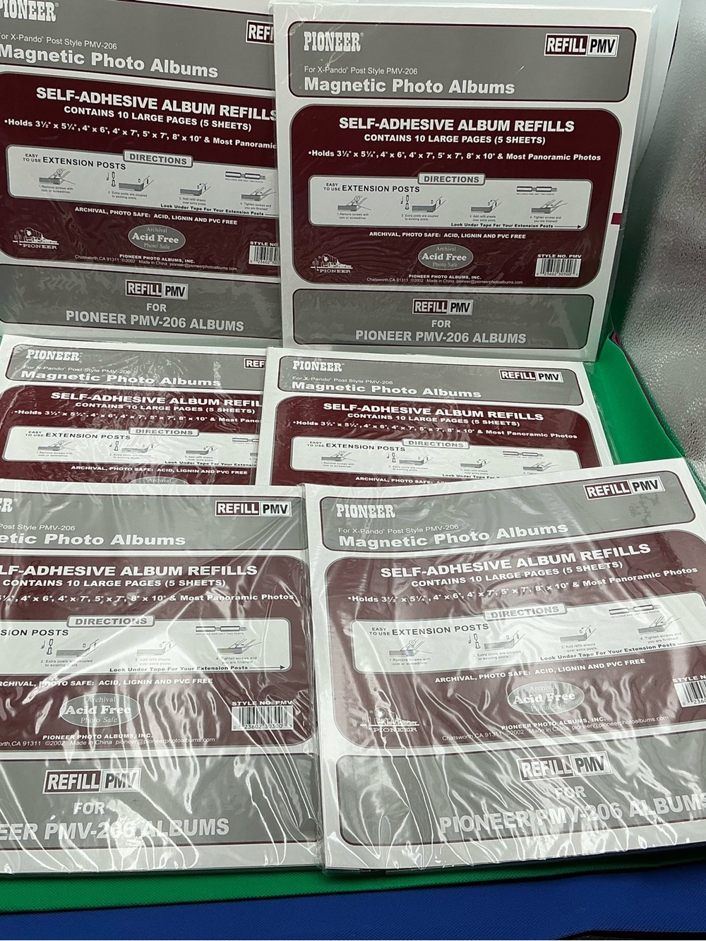 Lot Of 6 PIONEER Magnetic Photo Album Self-Adhesive Refills - White & Maroon